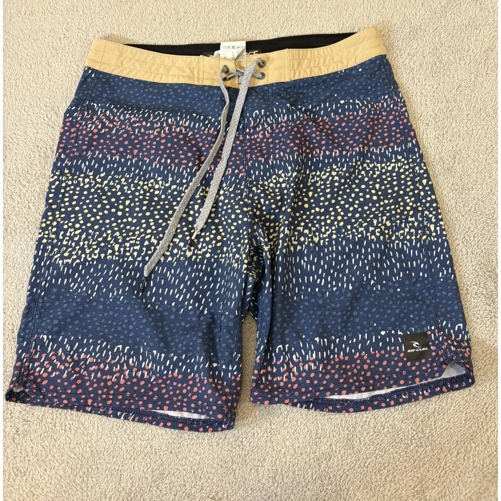 Rip Curl Mirage Boardshorts Mens 32/33 Blue Multi Dash Dot Print Swim Trunks Gym